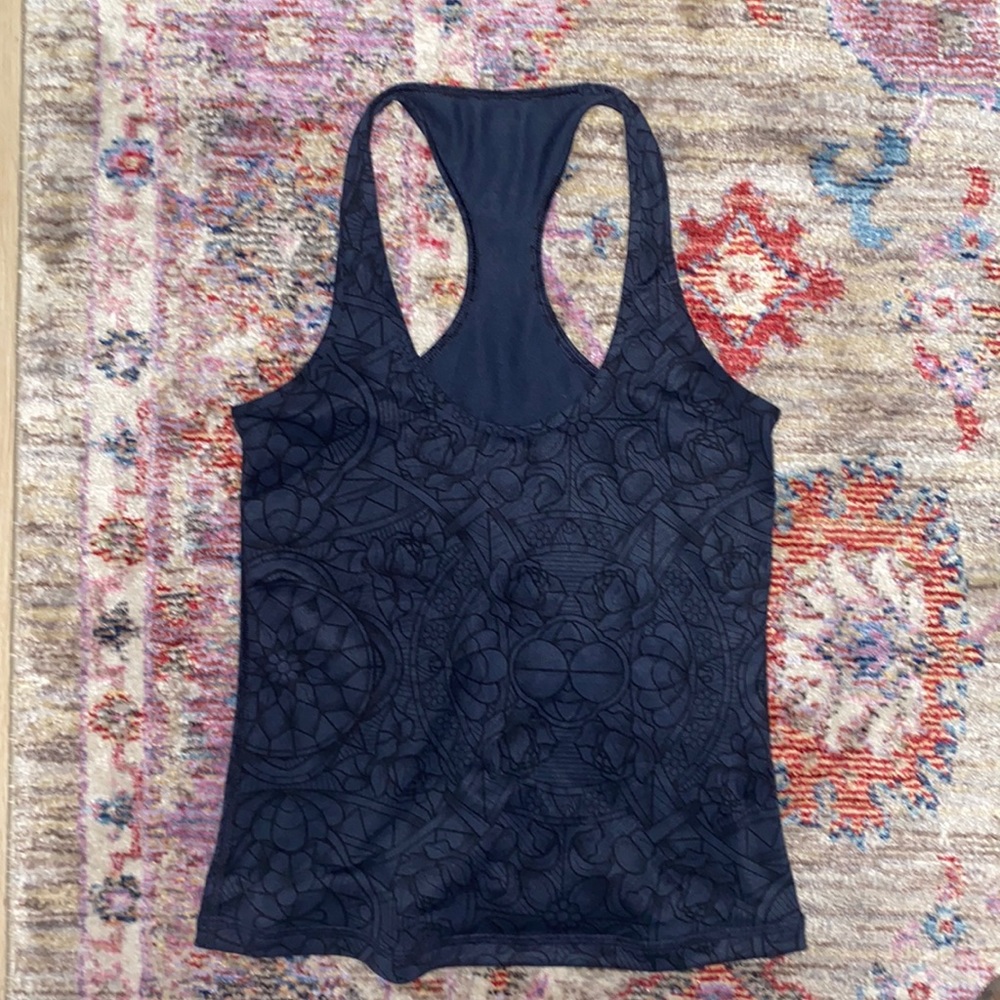 Lululemon Cool Racerback cropped Prisma Inkwell Black navy print size 4